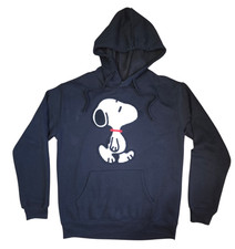 Peanuts Snoopy Hoodie Black Embroidered Pullover Sweatshirt Size Small