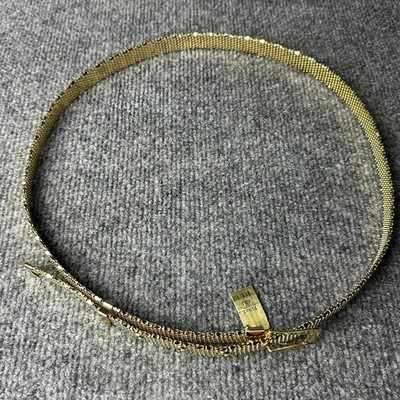 Vintage Whiting Davis slinky gold metal mesh skinny belt XL fits 33”-37” NWT Vintage Whiting Davis slinky gold metal mesh skinny belt XL  main image 4
