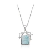 Cavill Larimar Halskette 4,42Ct 925 Sterling Silber Rhodiniert Blau Stern