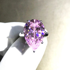 6 Ct Pear Cut Natural Pink Sapphire Diamond W...