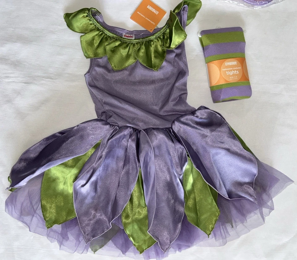NOVO 2008 Gymboree Criança Menina 3 4 Fada Roxa Fantasia Halloween Tule Meia-calça Asas - Imagem 2 de 4