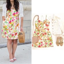 J.Crew Factory Printed Seaside Cami Dress in pink multi, Size 4