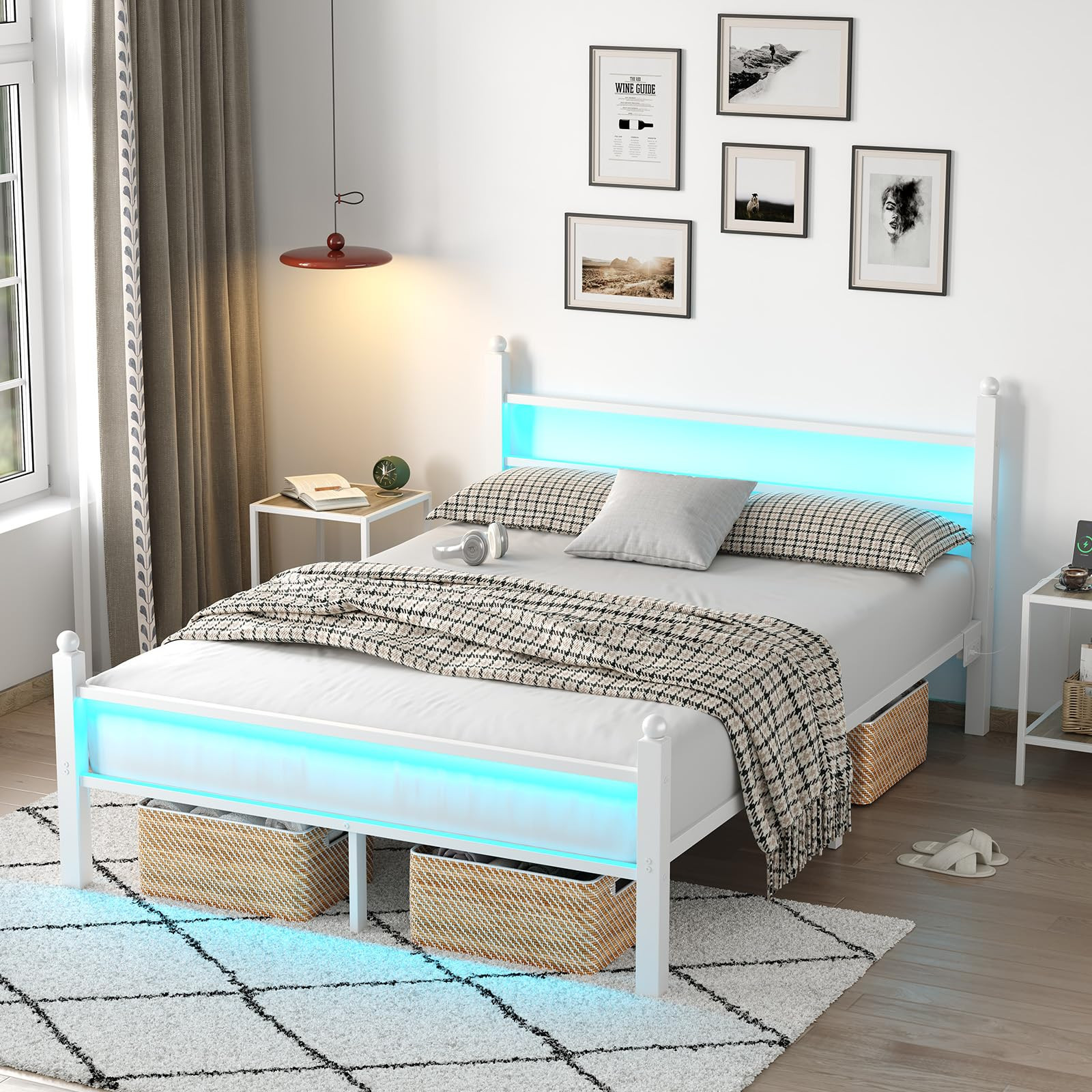 Full Bed Frame with Headboard & Footboard - Heavy Duty Steel Slats Support for Stability-image