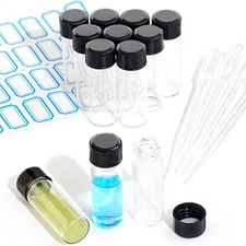 10PCS 4Ml Clear Glass Vials with Screw Caps and PE Pad, 1 Dram Small Lab Sample