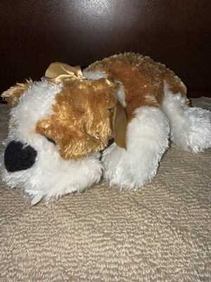 Kids Plush Dog Brown & White Puppy Dog Stuffed Animal Open Mouth Teeth EUC