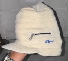VTG 90s Screamer ZIP ROCK Fishbone Beanie w/brim Winter Snowboarding Ski Beanie