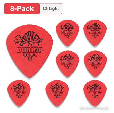 8-PACK Dunlop Tortex Jazz III L3 Sharp Tip Guitar Picks【Light】472-L3