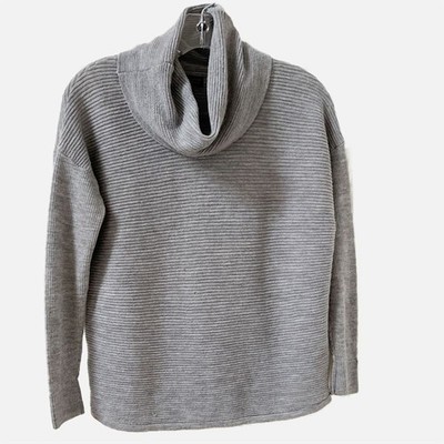 Adrienne Vittadini Grey Knit Cowl Neck Sweater Size Medium