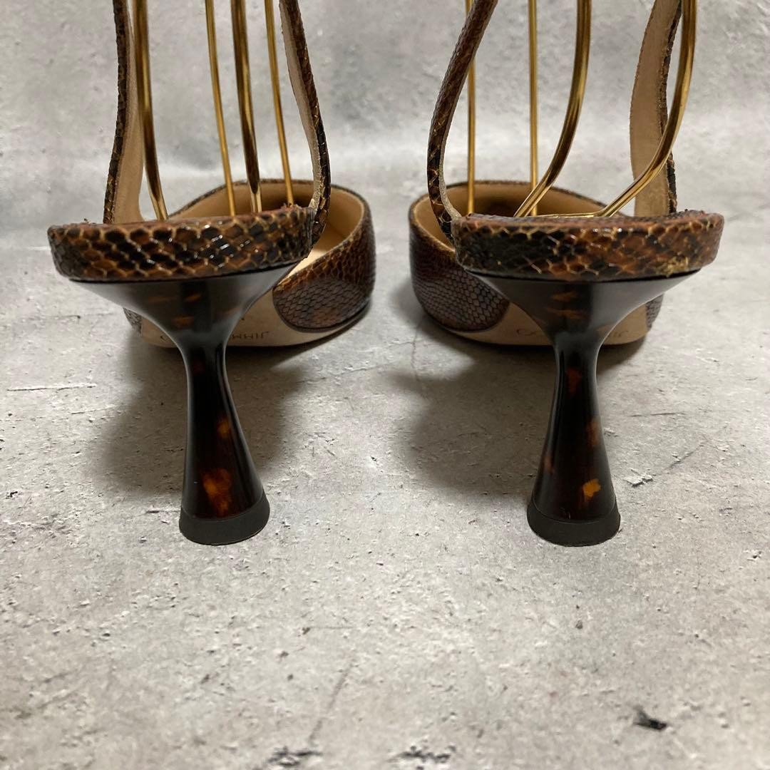 Jimmy Choo Python Mules Pointed Toe Heels Brown E… - image 4