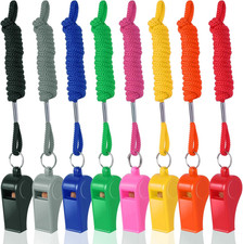 8-Pack Colorful Plastic Whistles with Lanyards - 120Db Loud Sports Whistles for