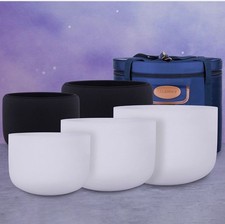 Crystal Singing Bowl Set of 3 Solshine 432Hz,  F B Chakra 6, 10inch  12inch