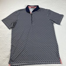Greyson Golf Polo Shirt Mens L Blue Wolf All Over Print AOP Logo Performance