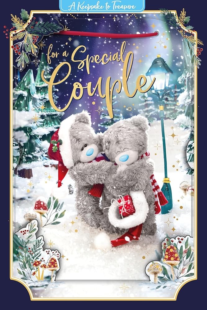 Me To You Bears With Gift In Santa Hat Special Couple 3D Christmas Keepsake Card - Red - Image 2