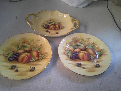 Aynsley Orchard Gold 26cm Ohrentablett, 21cm Teller, 21cm Teller geriffelter Rand