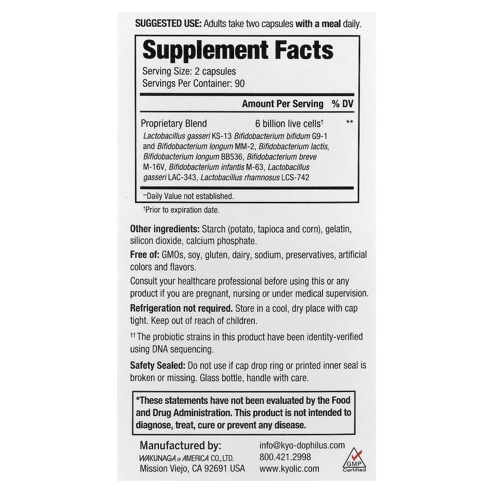 Kyo-Dophilus®, пробиотик Multi 9, 180 капсул - Изображение 2 из 3