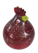 Murano Style Art Glass Rooster - "Big Red" 6" H 5  W Hand Painted Collectable