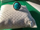 VINTAGE STERLING & TURQUOISE RING by NAVAJO WILLIAM JOHNSON, SIZE 8