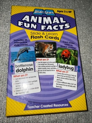 Animal Fun Facts Flash Cards Slide & Learn Ages 3 & Up See Pics
