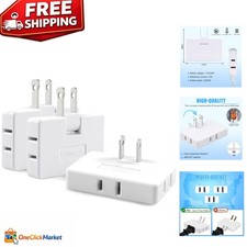 High-Performance Flat Plug Adapter - 3 Way Outlet Extender for Home  Travel