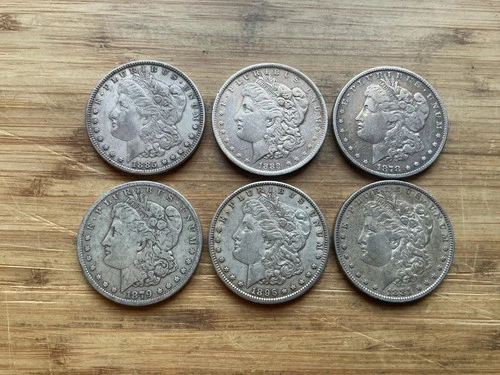 US Morgan Silver Dollars 6 coins Pre 1904 Circulated Condition Lot E