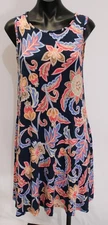 Croft & Barrow Women's Sleeveless Tank Swing Dress CD4 Navy Crafted Garden Small