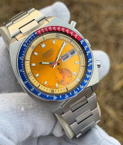 Vintage Seiko Pouge Automatic Chronograph 6139-6002 Watch (Pepsi)