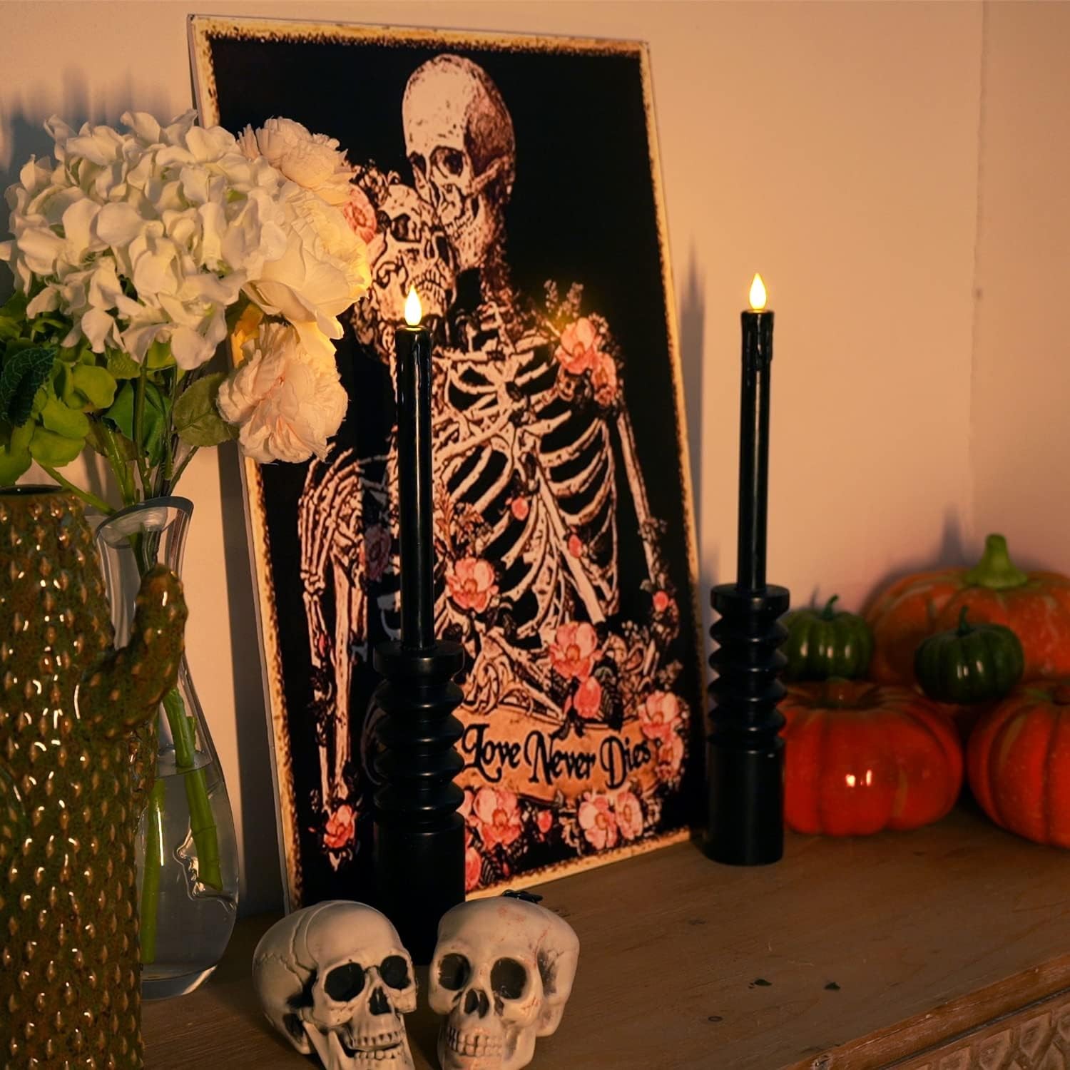 Homemory Black Flameless Taper Candles with Remote and Timer, A-Black Drip 