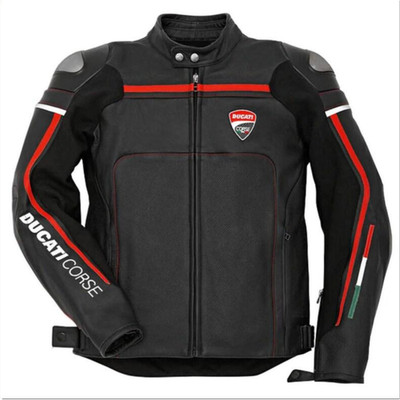 Ducati Corse Motorcycle Leather Jacket   CE Armor Racing Riding Gear