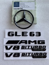 Mercedes GLE63 AMG V8 Biturbo 4matic+ Auto Embleme Aufkleber Schwarz Glanz V167 Mercedes GLE63 AMG V8 Biturbo 4matic+ Auto Embleme Aufkleber Schwarz Glanz V167