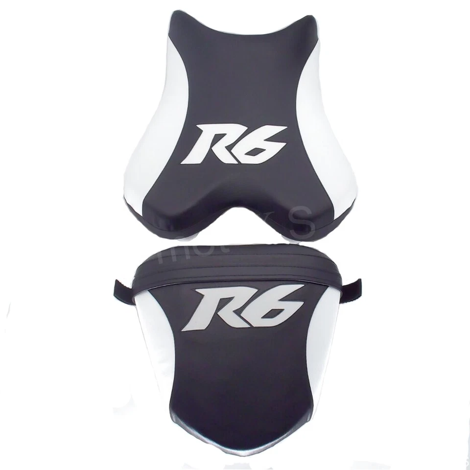For Yamaha YZF-R6 2008-2016 Front Driver & Rear Passenger Seat Black+White - Image 2 of 4