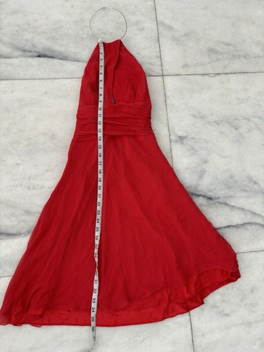Vintage Laundry by Shelli Segal Silk Cocktail Dress Lined Red Halter Size 4 - Picture 4 of 8