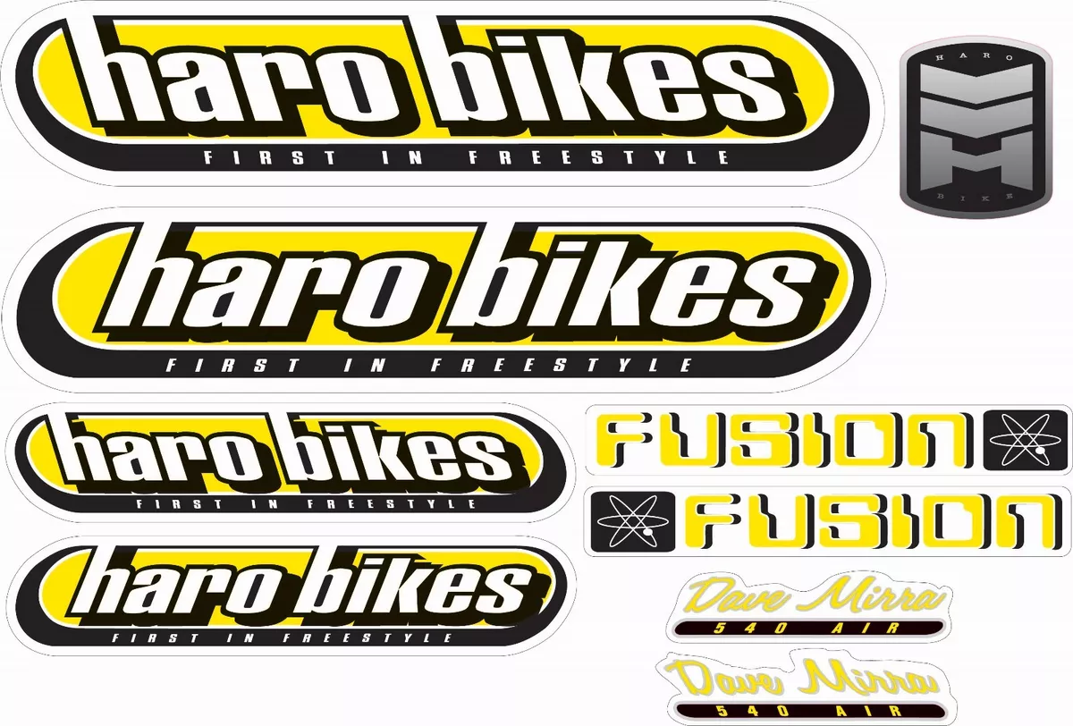 BMX BIKE BICYCLE STICKERS DECALS TRANSFERS SET OF 9 HARO