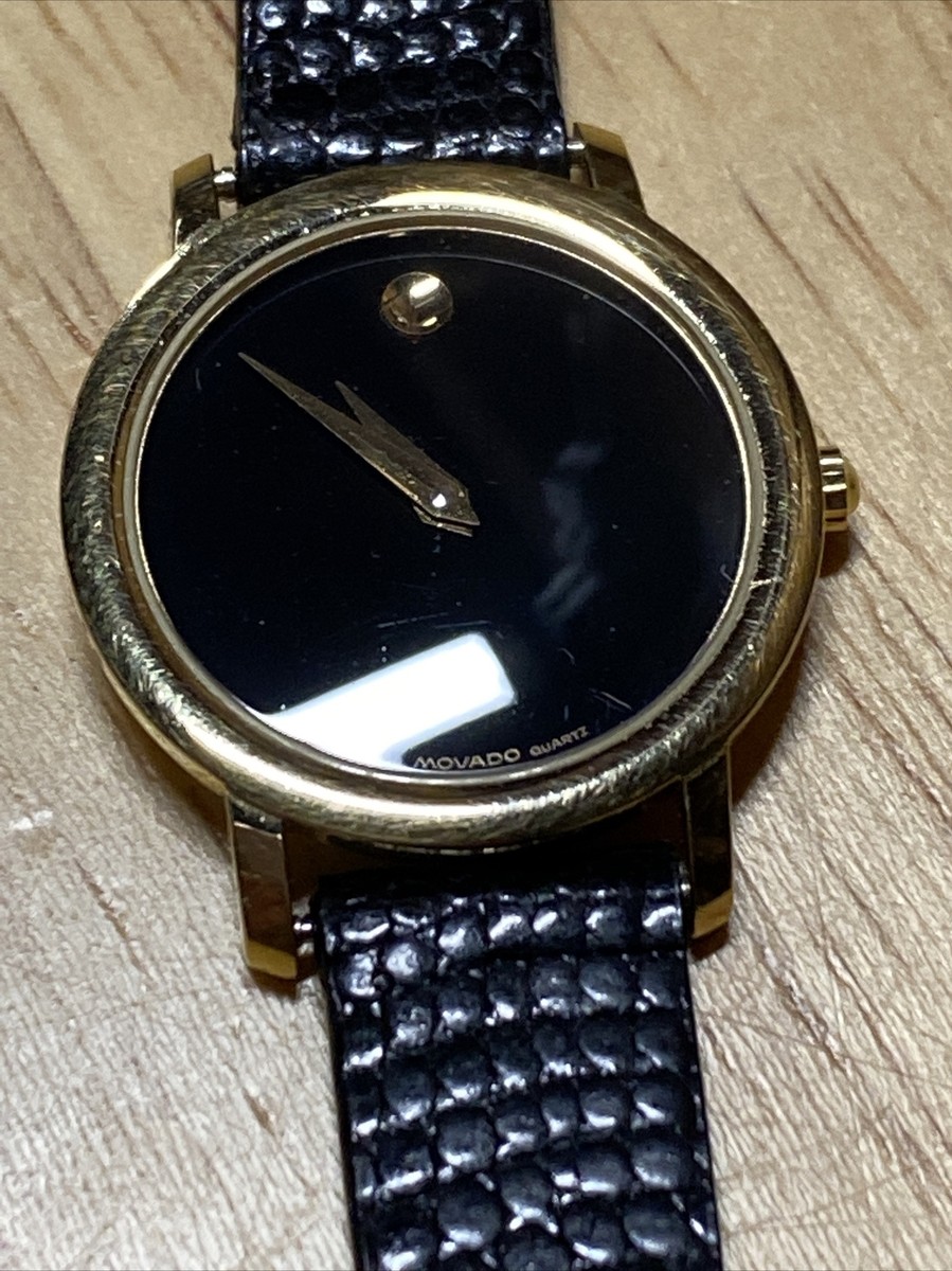 MOVADO Vintage Museum Women’s Black Lizard Leather Band Watch MOVADO Museum Classic Luxury Watch for Women Silver w/ Black  main image 4