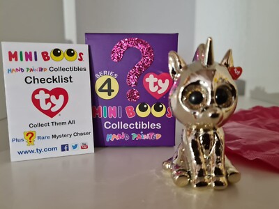 Ty Mini Boos Serie 4 goldenes Einhorn Mystery Chaser seltene Figur unbespielt