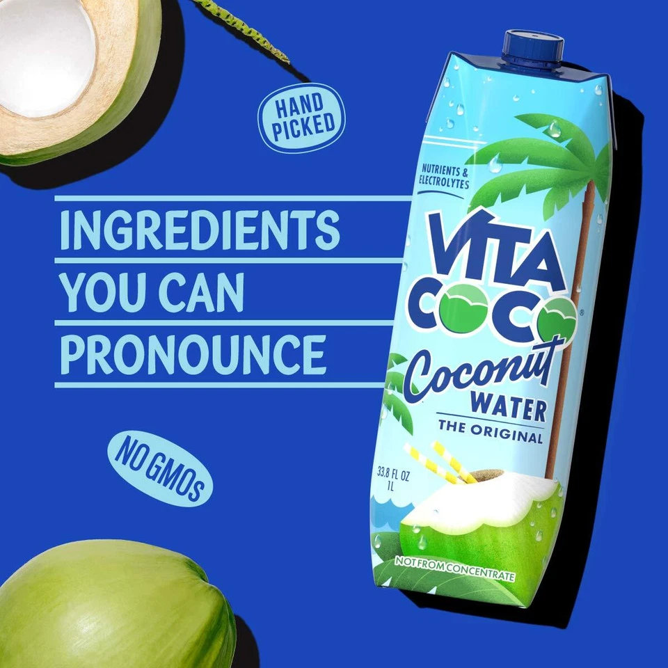 Vita Coco Coconut Water 33.8 Fl Oz Pack of 6 Natural Hydration Refreshing - Image 2 of 4