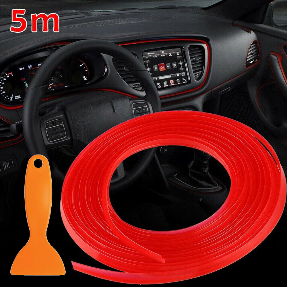 5 М красная отделочная полоска для аксессуаров салона автомобиля дверной зазор кромка молдинг с инструментом