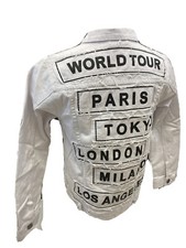 MENS VICTORIOUS DENIM Jacket WHITE WASH JEAN WORLD TOUR TOKYO PARIS LONDON DK192