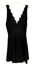 ZARA WOMEN'S BLACK PULLOVER SLEEVELESS LACE V NECK A LINE MINI DRESS Size S