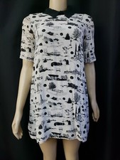 DEVASTEE, MADE IN FRANCE Women's Gray & Black Silk Mini dress Size 36 (US S) #C