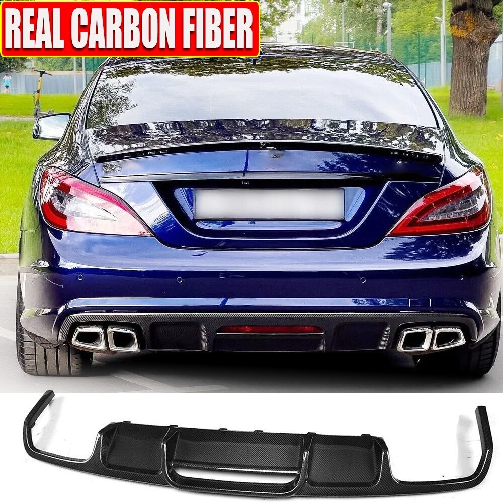 REAL CARBON Rear Diffuser Lip Fit For Benz CLS400 CLS550 CLS63