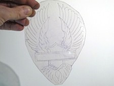 vtg 1960s 1970s Tattoo Flash acetate stencil Wings and Crest HAR1