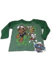 Boys Toddler Nickelodeon Paw Patrol Christmas Green Long Sleeve Raglan Shirt 12M