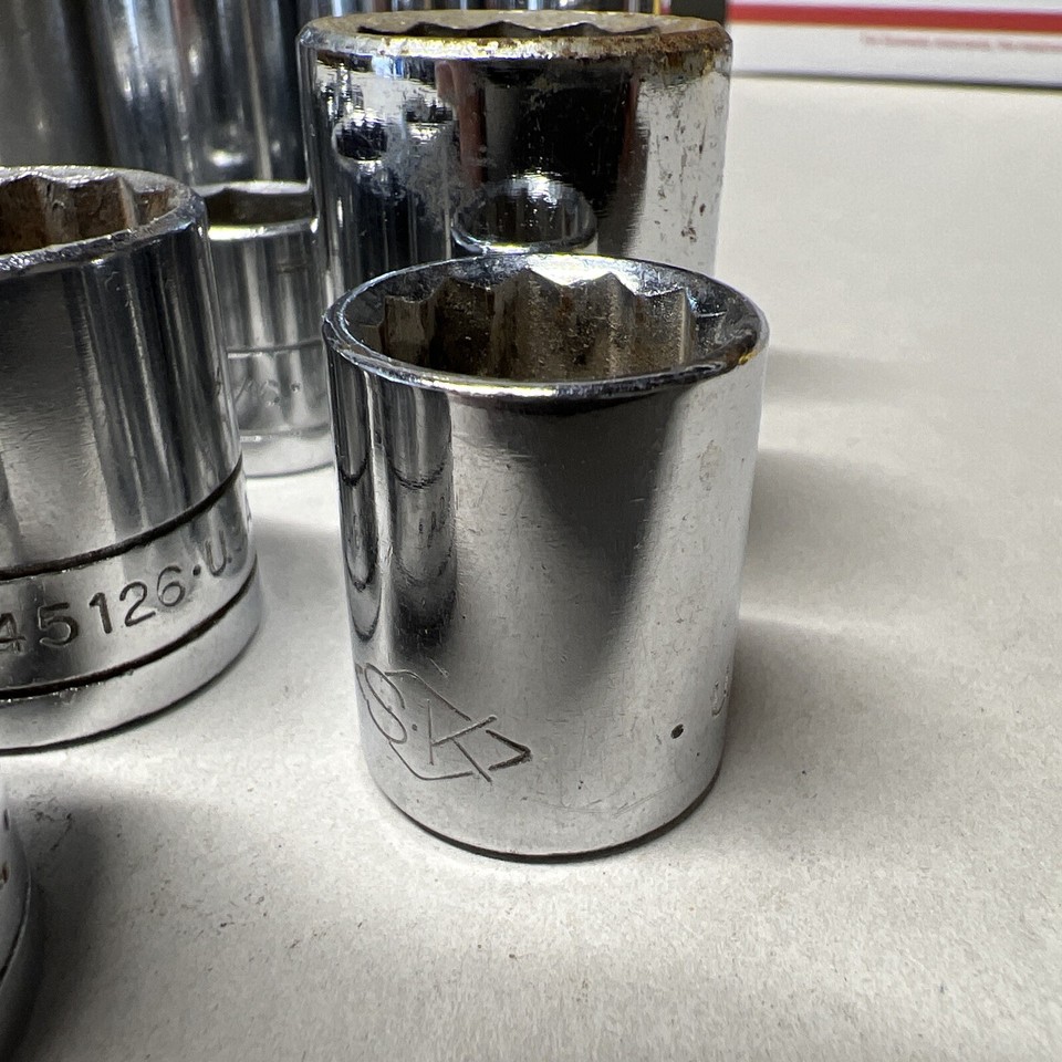 22 SK Sockets One 1/2" Drive SAE & Metric 19 3/8 Drive 2 1/4 Dr Deep