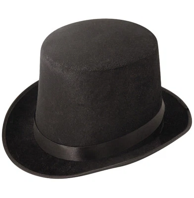 CHINA RUIQI Black Top Hat Adult Velour Topper Victorian Magicians Scrooge Ripper Fancy Dress