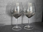 Set of 2 Pier 1 Smoke Gray Crackle Glass Balloon Wine Glasses — photo 8