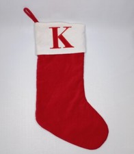 18" Red Monogram Letter K Christmas Stocking