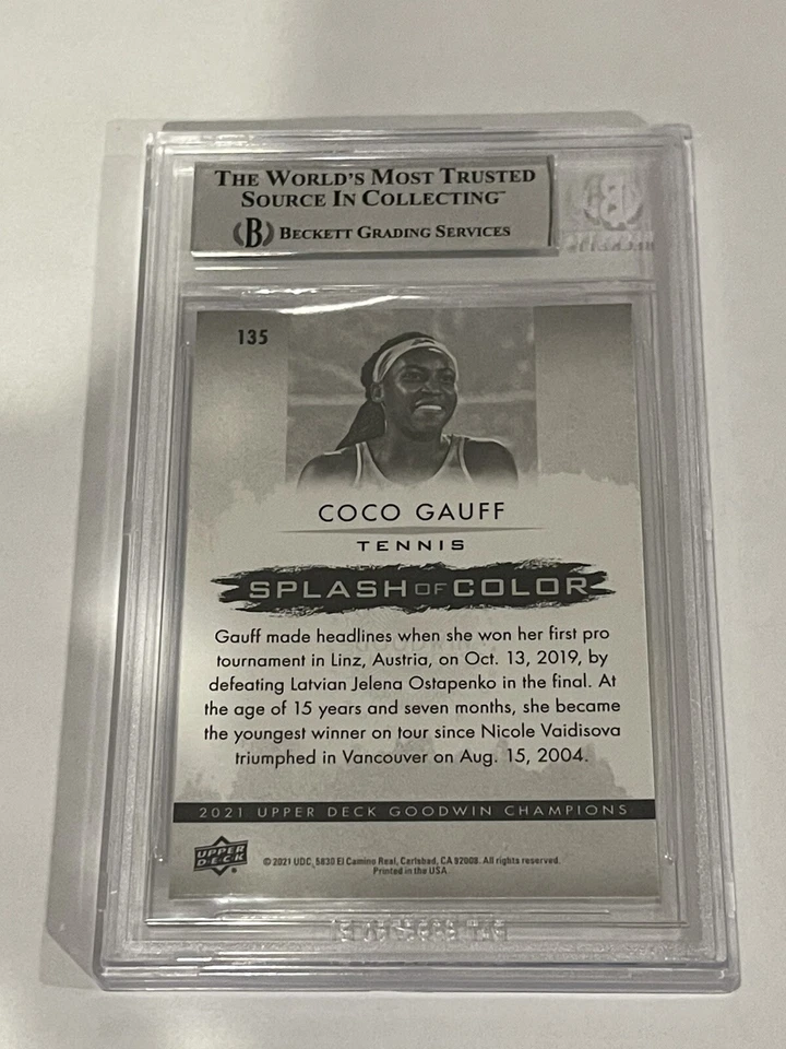 Coco Gauff Signed UD Goodwin Champions Card Encapsulated Slabbed Beckett BAS a - Image 2 of 2