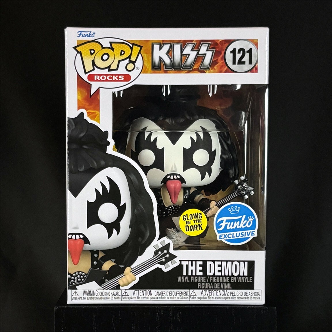 Funko Pop! Kiss The Demon Gene Simmons Glow Gitd Exclusive #121 ~ Brand New!