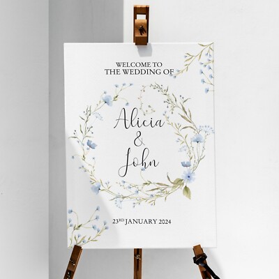 Willkommensschild Hochzeit personalisiert Blumen Party Poster Event Deko A5 - A1