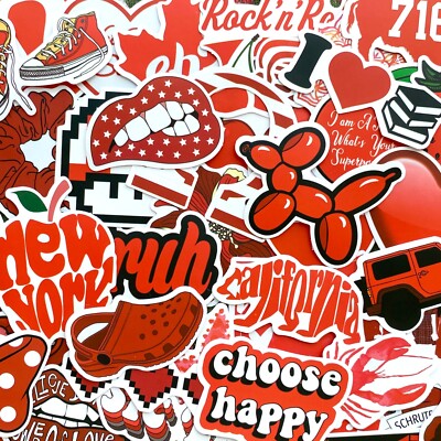 5-50 pcs Cute Red Kawaii Stickers, Animal New York Funny Quote Car Laptop Decals